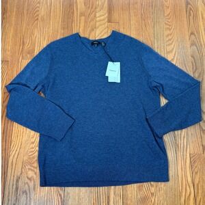 Theory‎ Riland VP Indigo Blue Merino Wool Blend V-Neck Sweater Mens XL NWT